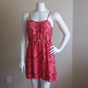 Red Bandana print dress with cutouts